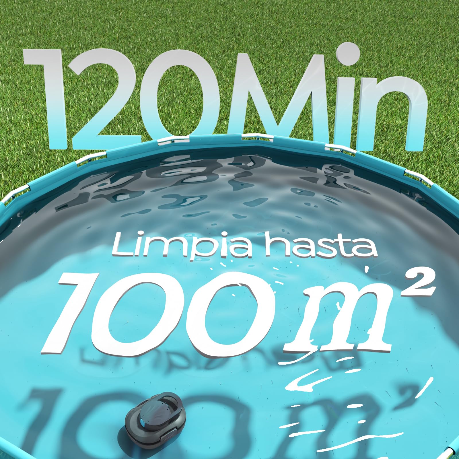 S1PRO (Version 2026) Robot Piscine, Autonomie 120 Min pour Piscines Hors Sol 100m², Aspirateur Piscine Double Moteur, Nettoyeur de Piscine Compact et Léger, Stationnement Automatique, Gris