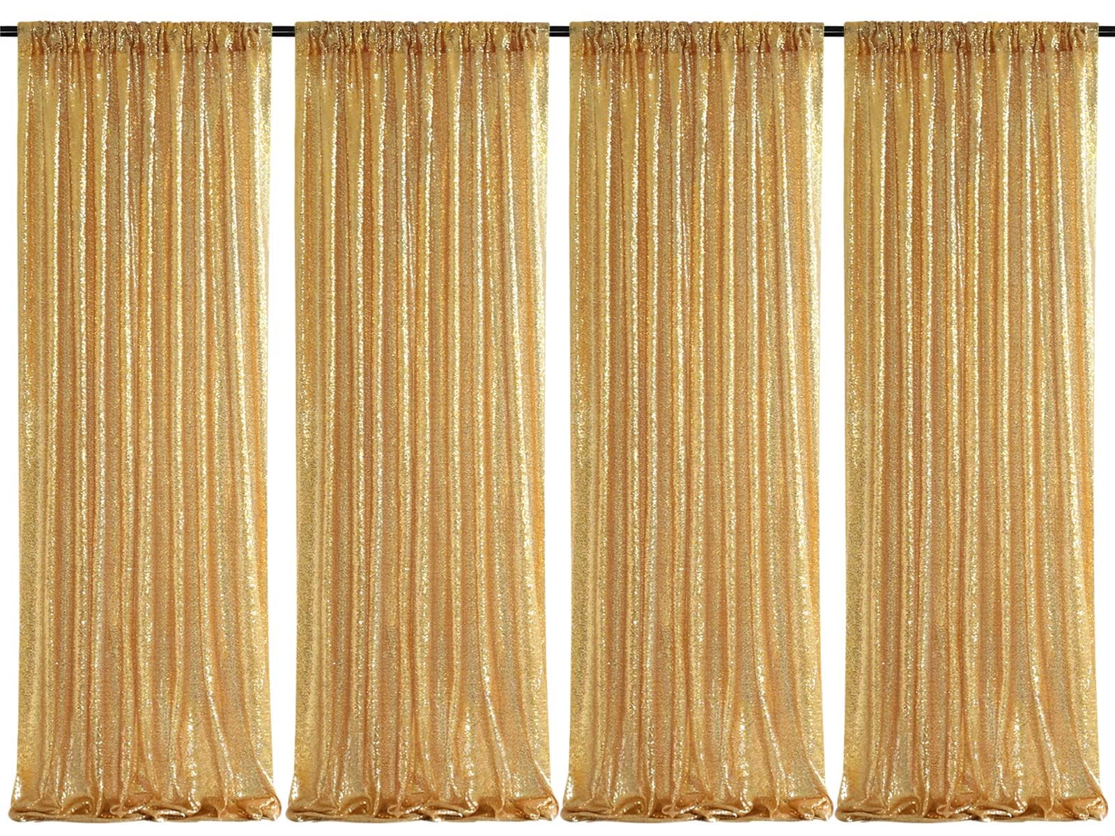 2 Pieces Gold Sequin Backdrop Curtain Panels Stage 2FTx8FT Party Wedding Background Drapes — view 26