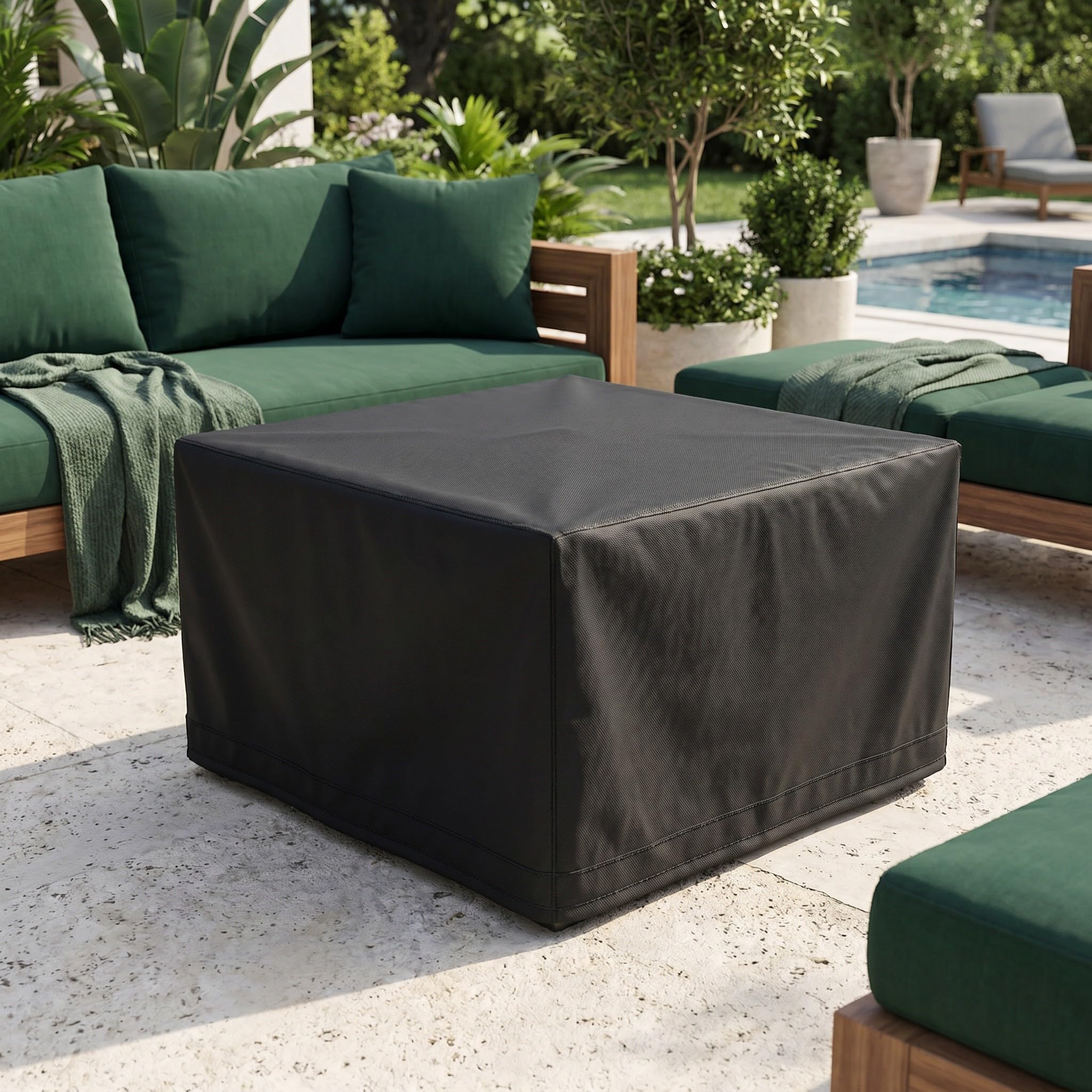 ibasenice Telo di copertura per braciere da esterno per patio, in tessuto Oxford 420D impermeabile, rettangolare, resistente alle intemperie, per mobili da giardino e cortile.