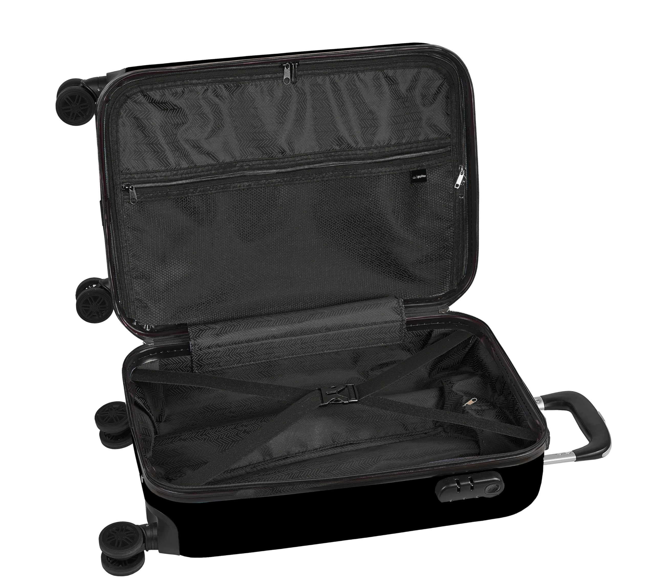Harry Potter House of Champions - Trolley da cabina 20 pollici, valigia con ruote, lucchetto di sicurezza, valigia leggera, 34,5 x 20 x 55 cm, colore: grigio melange/nero, Grigio mélange/nero,