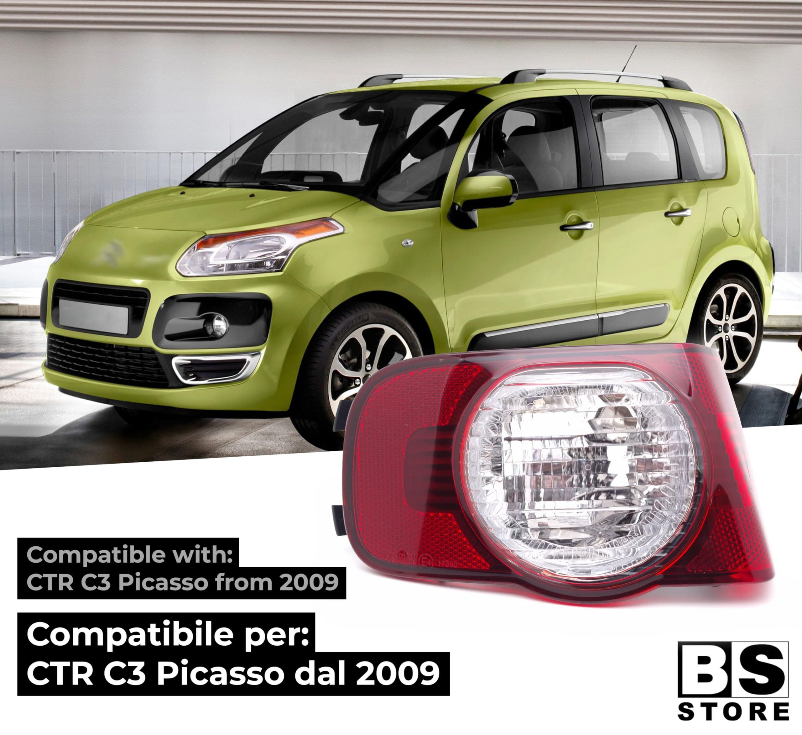 BSSTORE Feu arrière arrière compatible avec C3 Picasso à partir de 2009 (gauche - côté conducteur), 6351HK