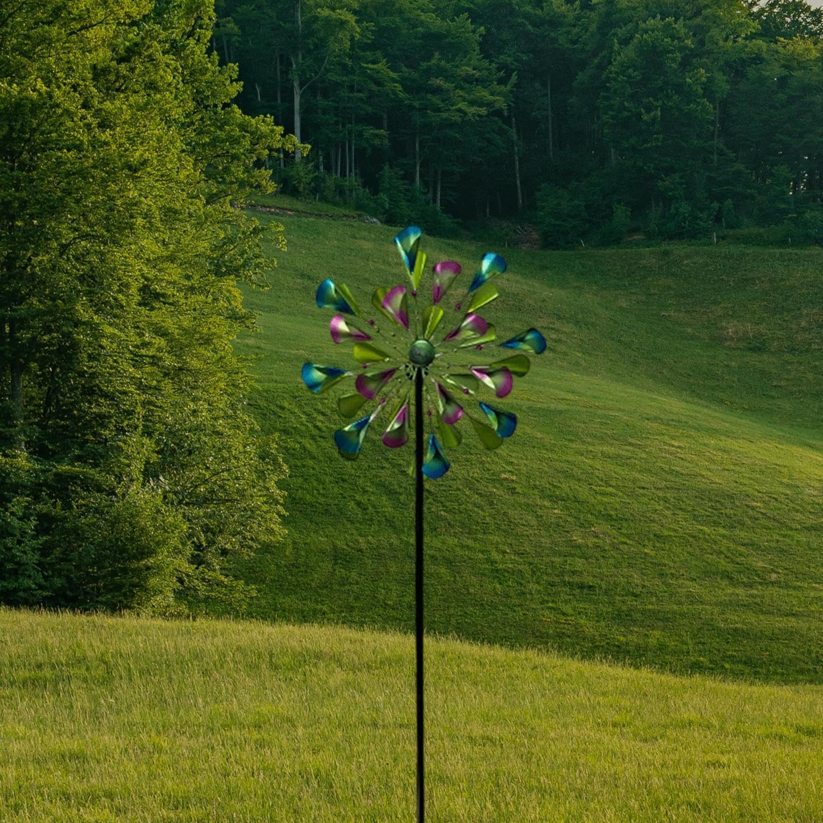 Wiatraczek słoneczny, 78-calowy wiatrak z metalowym kołkiem ogrodowym Metalowy spinner, kinetyczny dwukierunkowy wiatrak do dekoracji trawnika ogrodowego