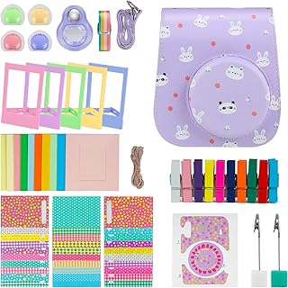 9 in 1 kit di Accessori Compatibile con Instax Mini 11, Taumie Kit Borsa Fotocamera Accessori Inclusi Custodia per Fotocamera, Cornice, Adesivi, Cordino Colorato, Clip per Foto in Resina(C)