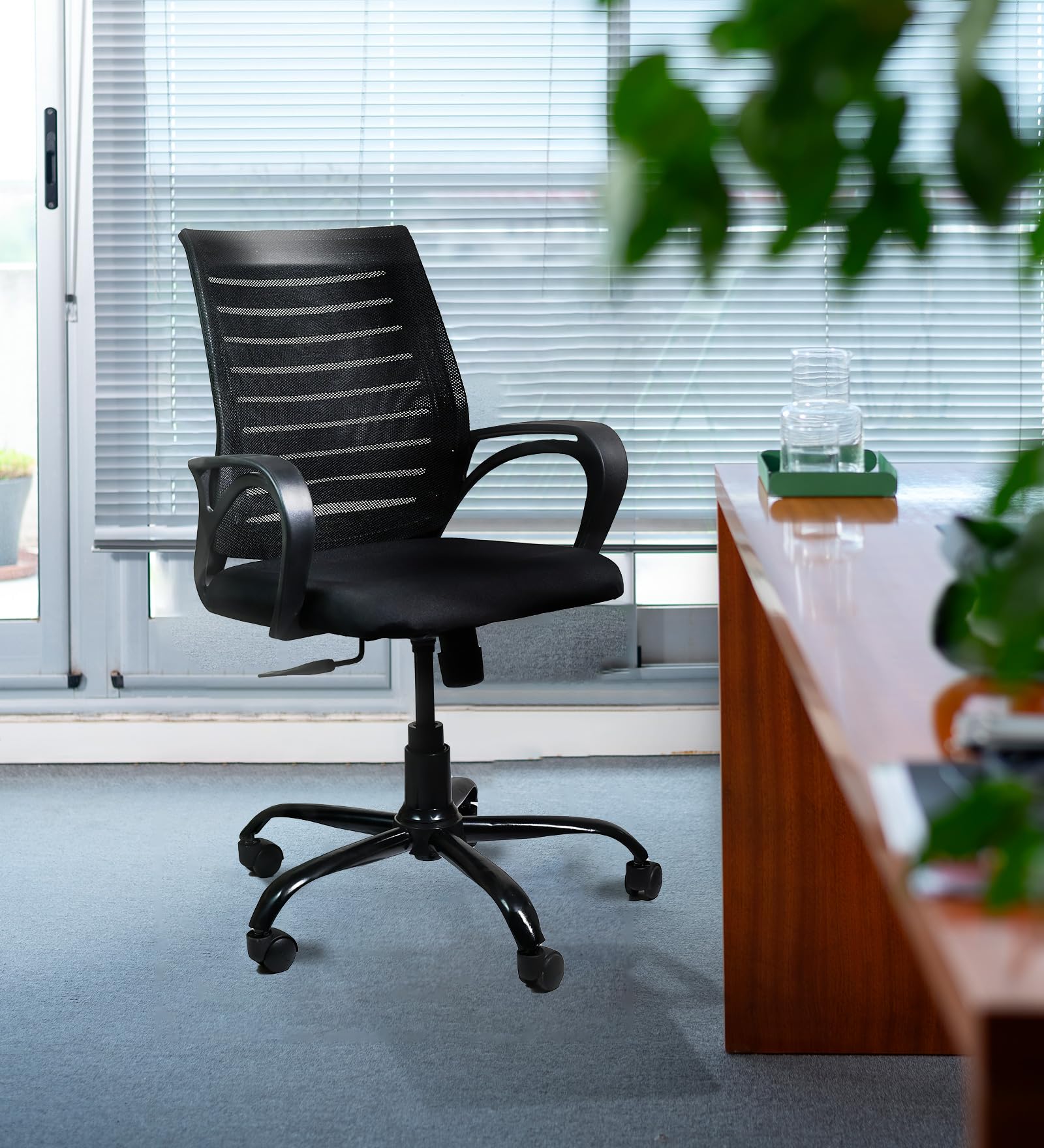 Zidle Rise Mesh Office Chair | Low Back Mesh Ergonomic Home and Office Desk Chair | Comfortable & Spacious Seat | Revolving Tilting Mechanism & Heavy Duty Metal Base (Black) (B0CY9J7C9Q) Amazon Price History, Amazon Price Tracker