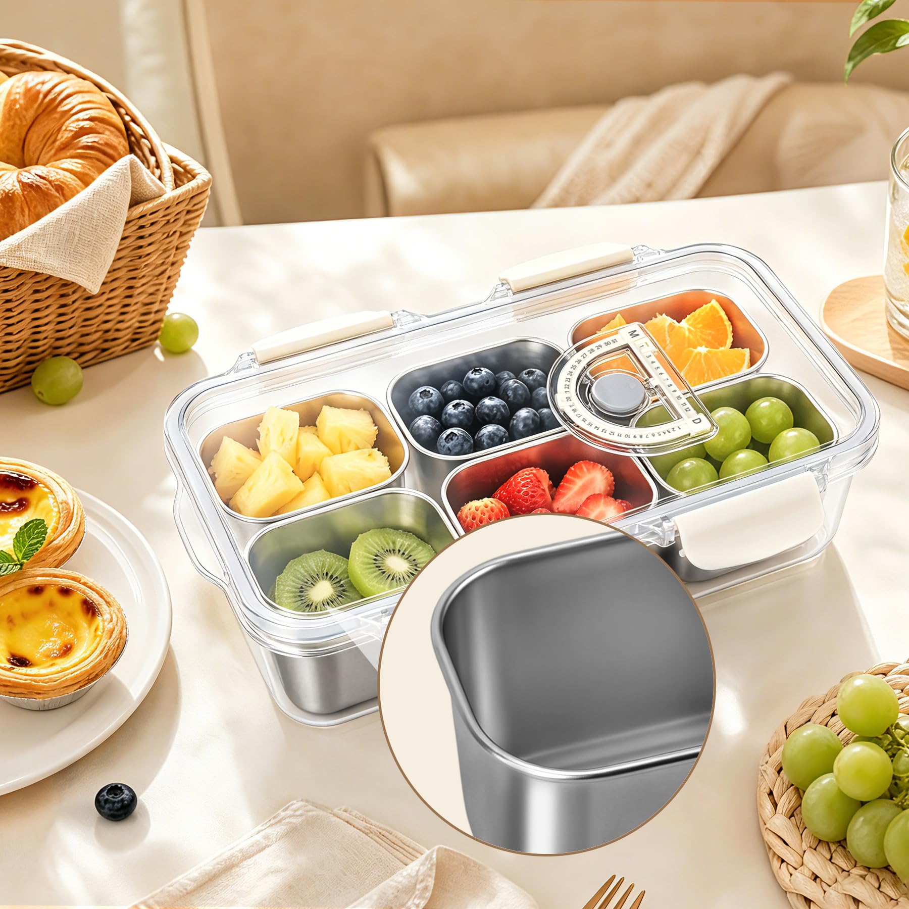 Caja Bento Snack Acero Inoxidable 6 Hermética Lavable Lavavajillas Estanca