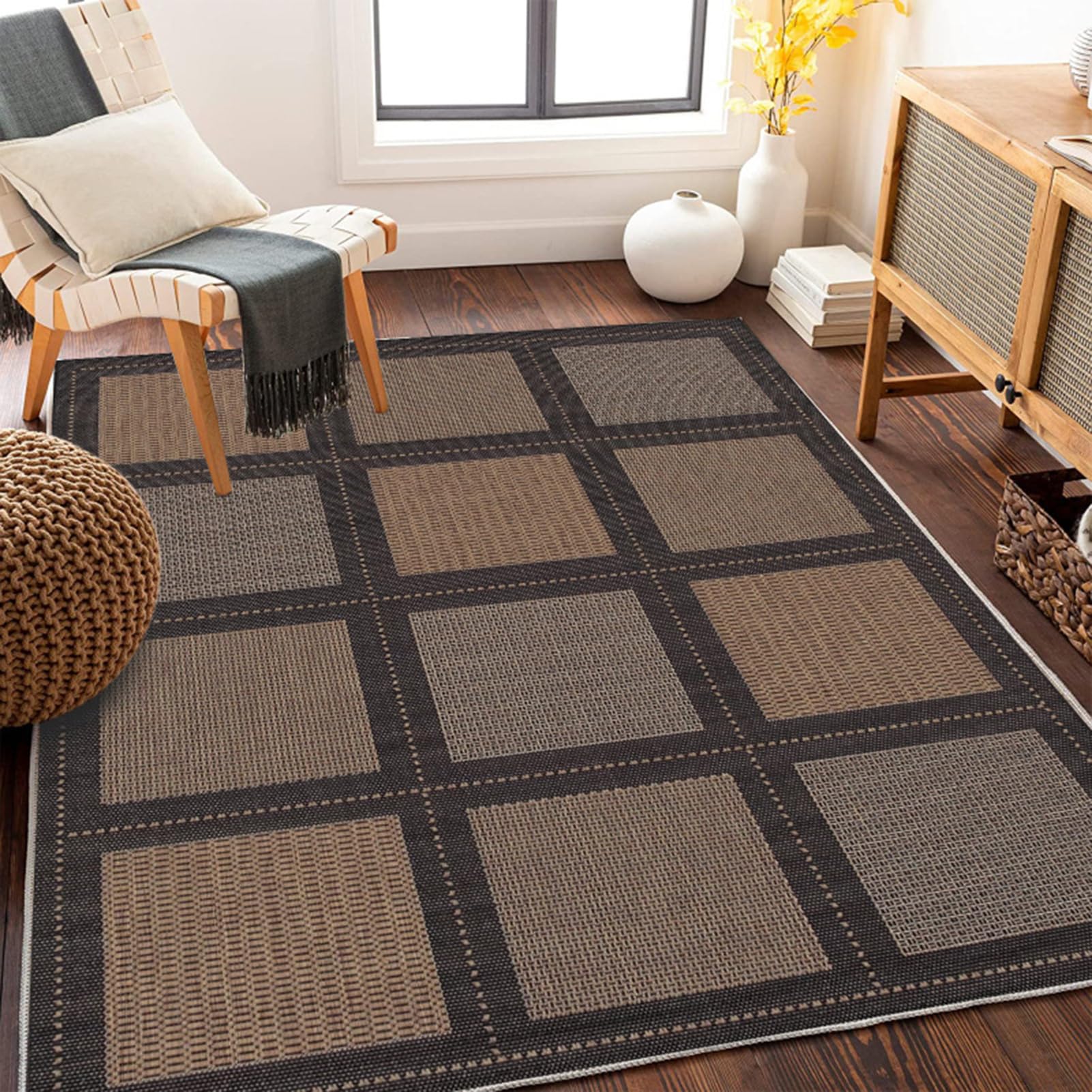 HGTRH Outdoor Rug 8x10 Patio Waterproof Washable, Deck Carpet Outdoor Waterproof For Patios Non Slip 4'X 8, Garden Rugs Outdoor 3x5 Easy Clean For Balcony Yard, Outside Portable Rv Rug Picnic Mat