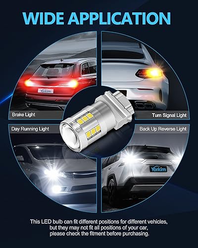 Miniatura 7 de Yorkim Bombilla LED blanca 3157, 6500K de alto brillo 3156 con proyector 3057 3056 3457 4157, lámpara de repuesto para luces traseras de freno de