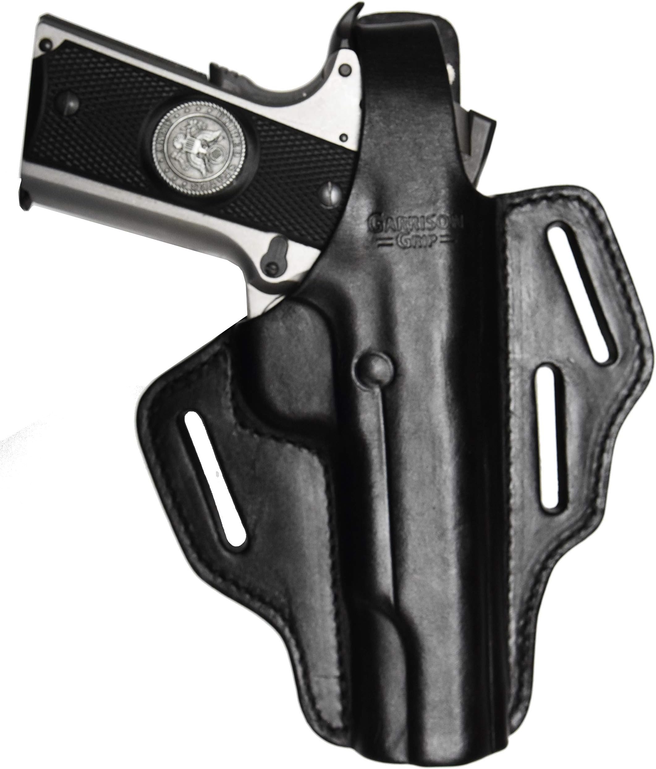 Garrison Grip Full Grain Black Italian Leather 2 Position Plus Cross Draw Tactical Holster for All Standard 1911 Models (Black)