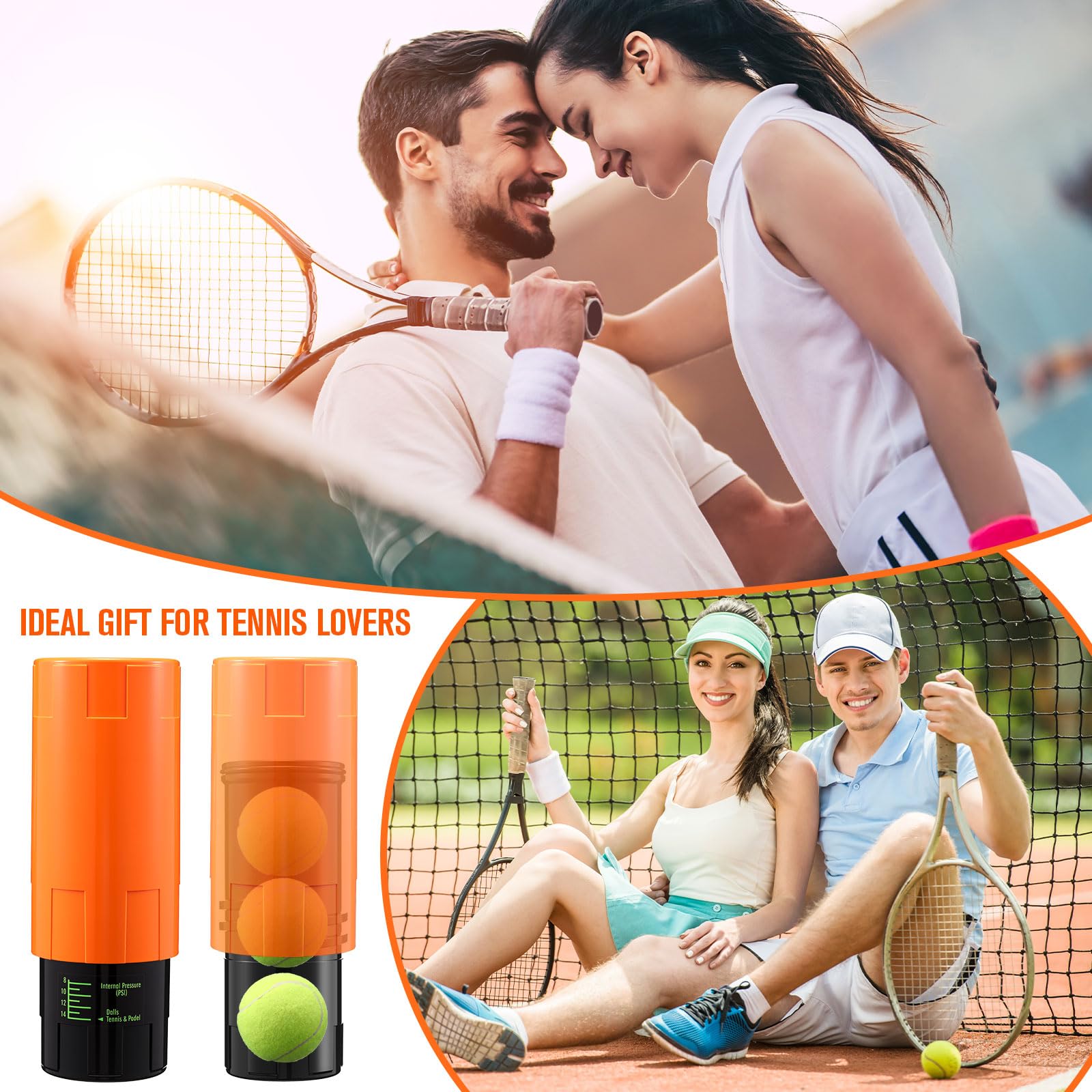 Soulchen Pressurizzatore per palline da tennis – Contenitore per palline da tennis contiene 3 palline sotto 14 Psi di pressione, materiale riutilizzabile per ritenzione del rimbalzo, leggero e