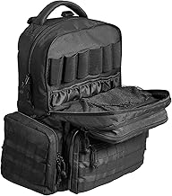 VEVOR Tactical Backpack for 6 Pistols and 10 Loaders, 600D Polyester Shooting Bag, Soft Pistol Case with Lockable Zipper for Storing Handguns, Shooting, Black, Black, double shoulder strap
