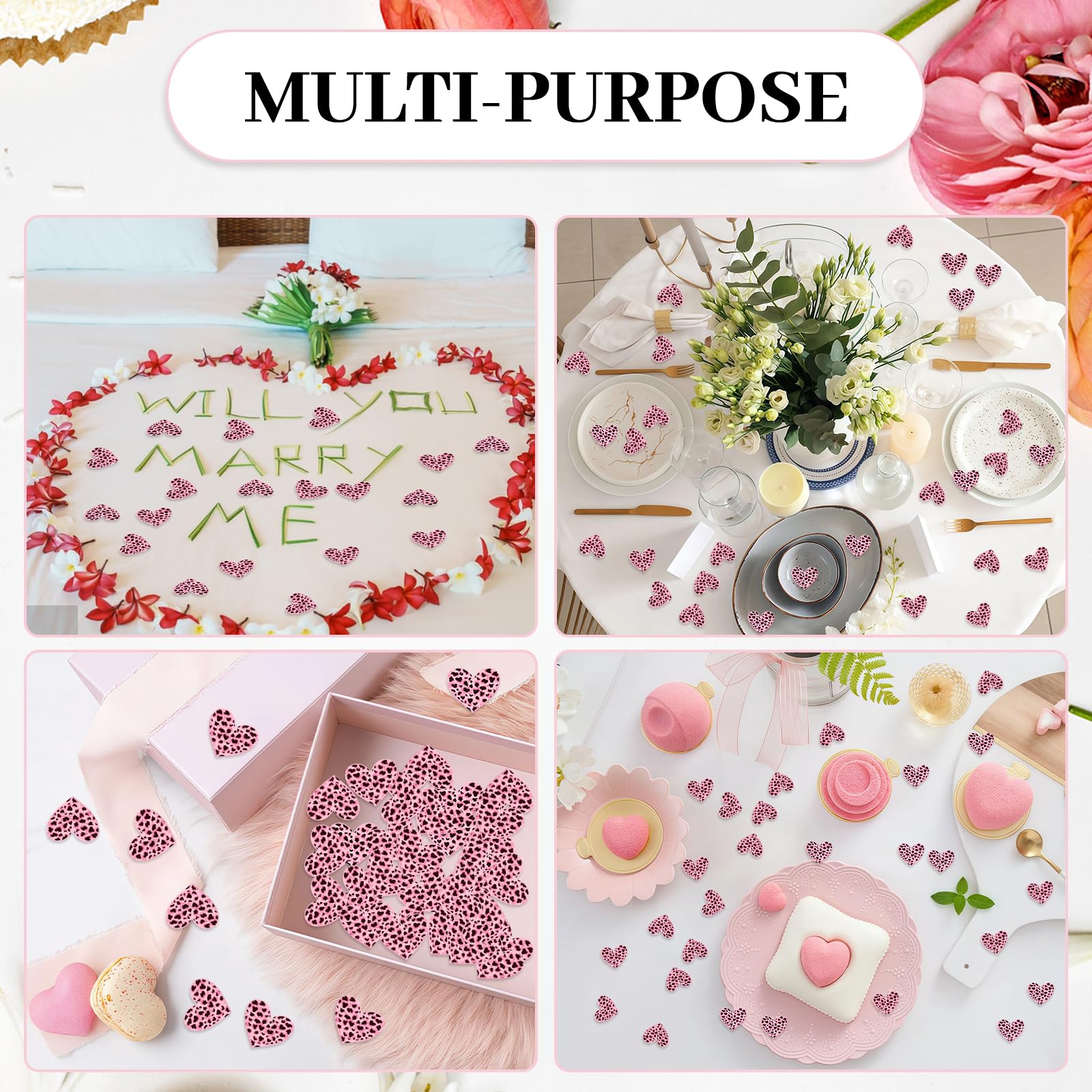 200 coriandoli rosa leopardati a forma di cuore, leopardo e ghepardo, decorazioni per feste, safari, decorazione da tavolo per ragazzi e ragazze, baby shower, compleanno, addio al nubilato, addio al