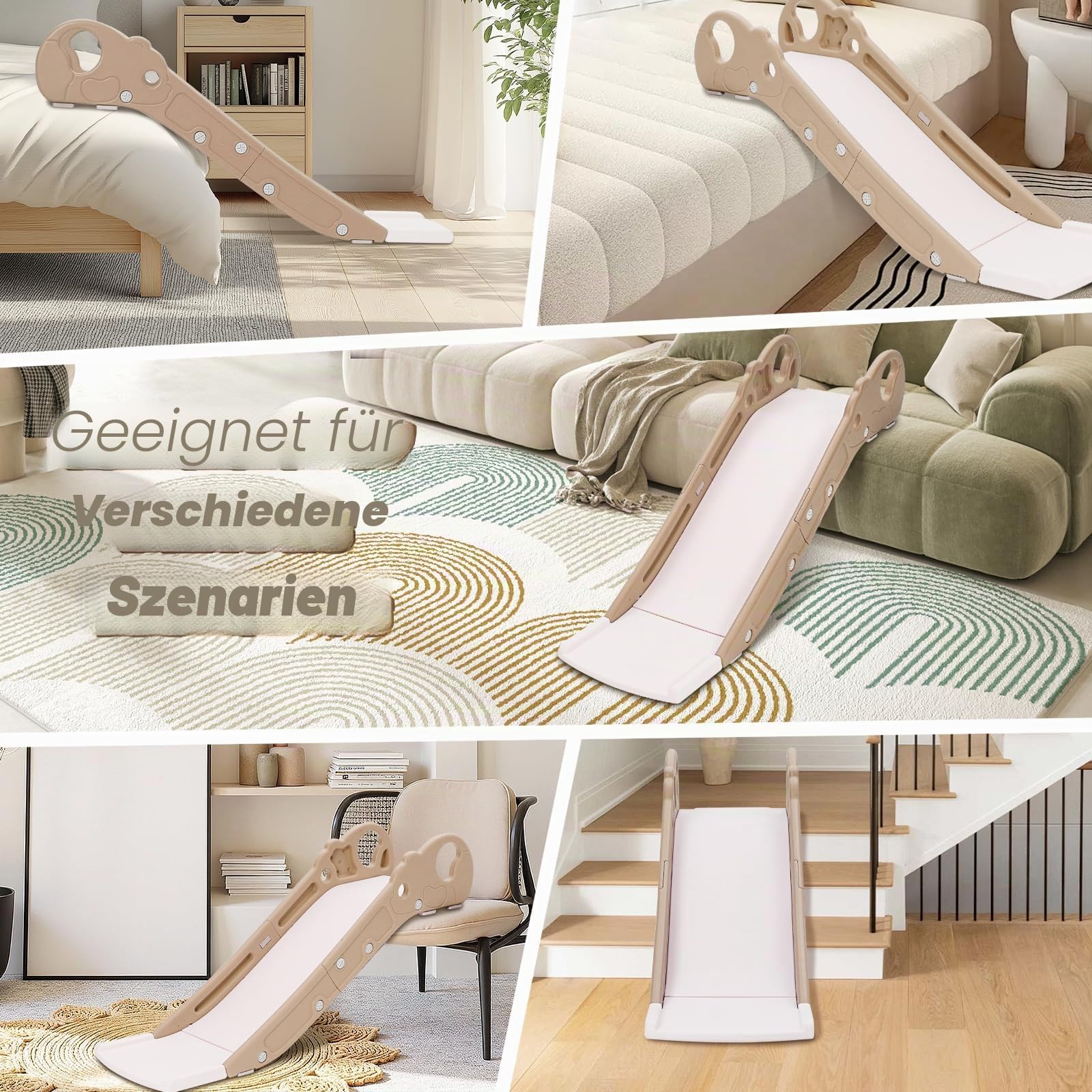 Sofa Rutsche, Kinderrutsche, Mini Kletterrutsche für Bett oder Sofa, Indoor & Outdoor Spielausrüstung für Jungen und Mädchen (Khaki)