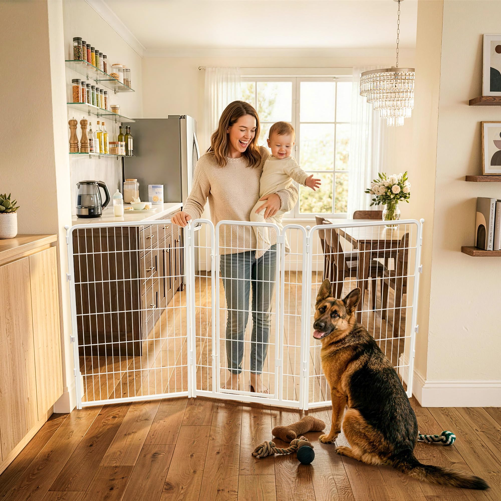 FXW Dog Gate, Extra Wide Adjustable for Openings Up to 83", 45" H