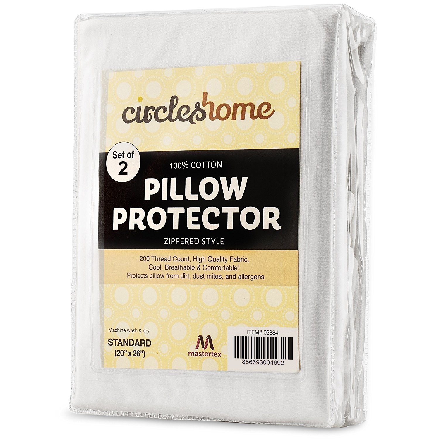 CIRCLESHOME Standard Pillow Protectors 100% Cotton, Quality Materials & Breathable Pillow Covers, Machine Washable (Standard - Set of 2 - 20x26)