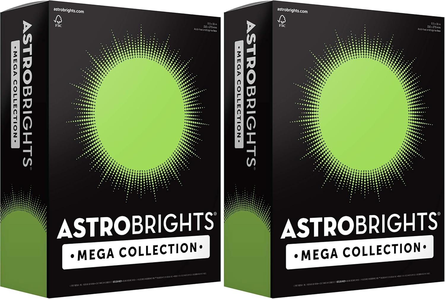 Astrobrights Mega Collection, Colored Cardstock, Bright Lime Green, 320 Sheets, 65 lb/176 gsm, 8.5" x 11" - MORE SHEETS! (91698) (Pack of 2)