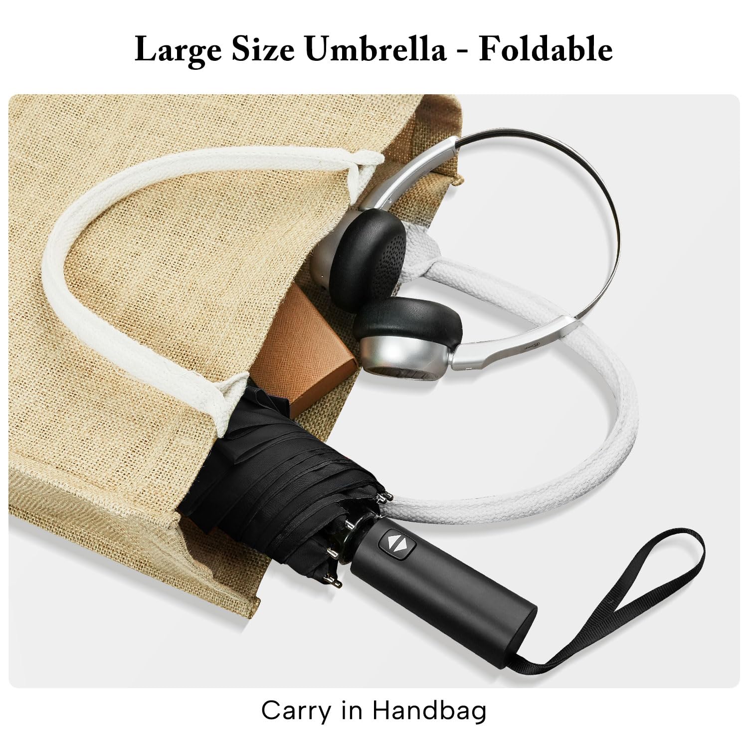 Parapluie de golf pour adultes – Parapluie de golf surdimensionné de 137,2 cm, double couche, coupe-vent, extra large, noir, pliable, compact, ouverture et fermeture automatiques