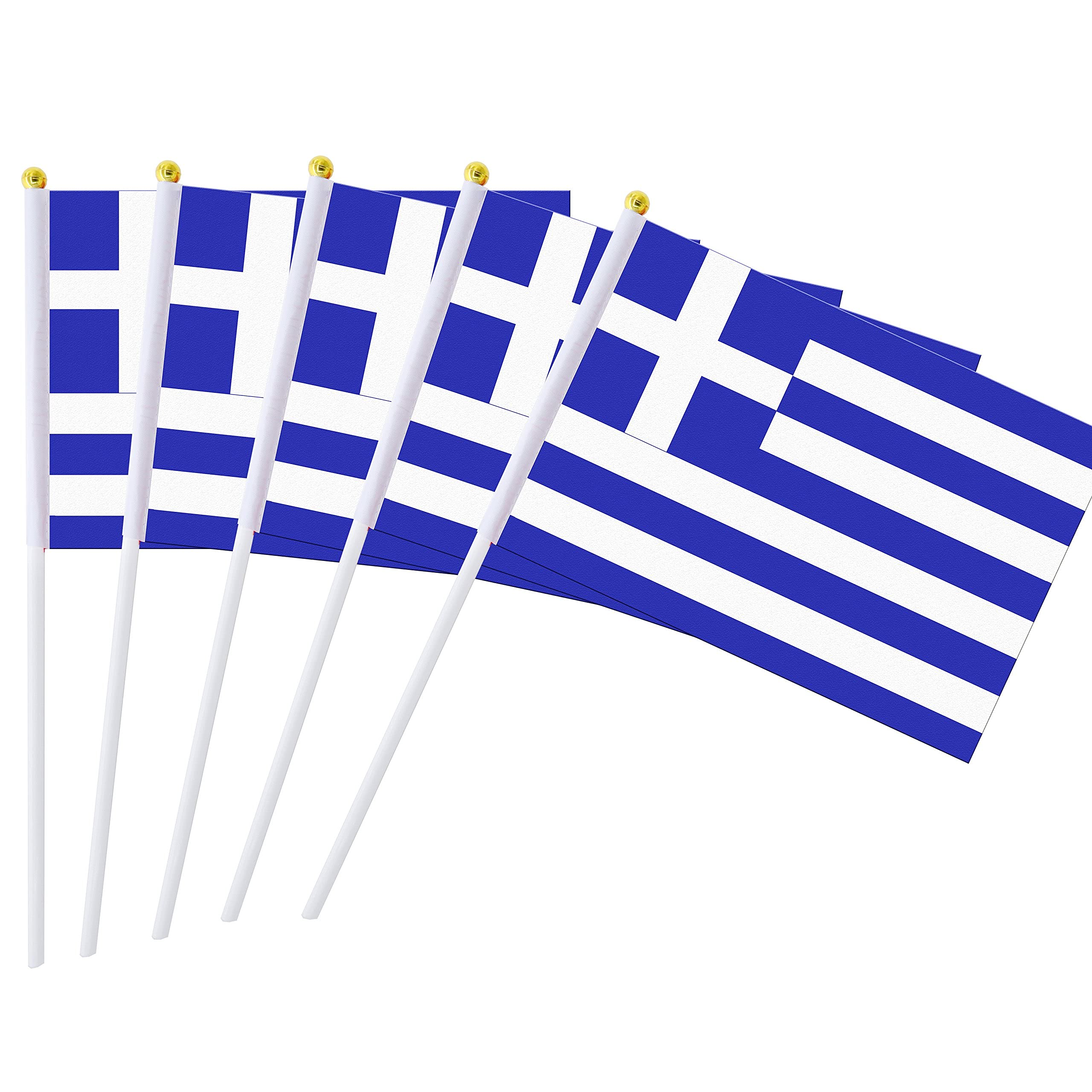 5 Pack Greece Greeks Mini HandHeld Stick Flag,Suitable For Various Holiday Parties,And National Flag Day.