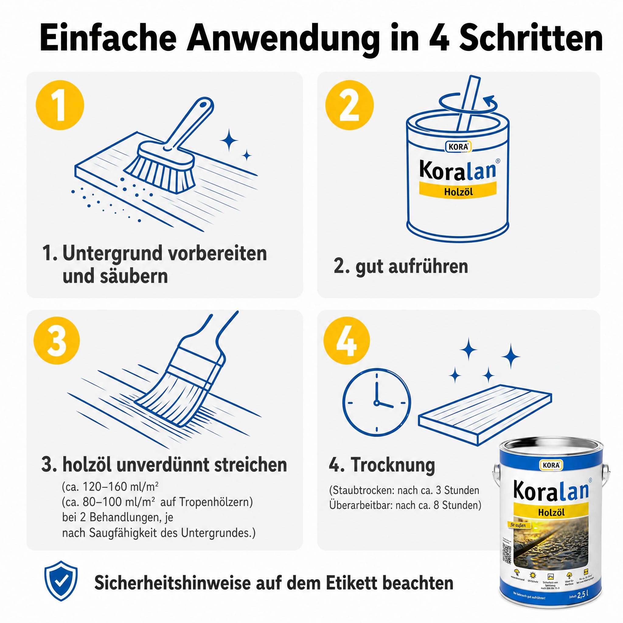 KORA® Koralan® Holzöl - wetterfestes Pflegeöl für Gartenmöbel, Zäune & Terrassen, UV-beständig, wasserabweisend, pflegt Nadel- und Hartholz, langlebiger Schutz für Holz draußen (Bangkirai, 2,5 Liter)
