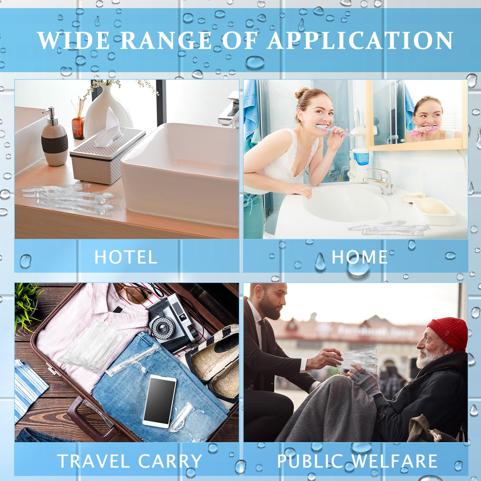 Tioncy 60 Pack Prepasted Disposable Toothbrushes Individually Wrapped Pre Pasted Toothbrushes Soft Bristle Travel Tooth Brush Single Use Wrapped for Hotel, Camping, Travel and Gift for The Homeless