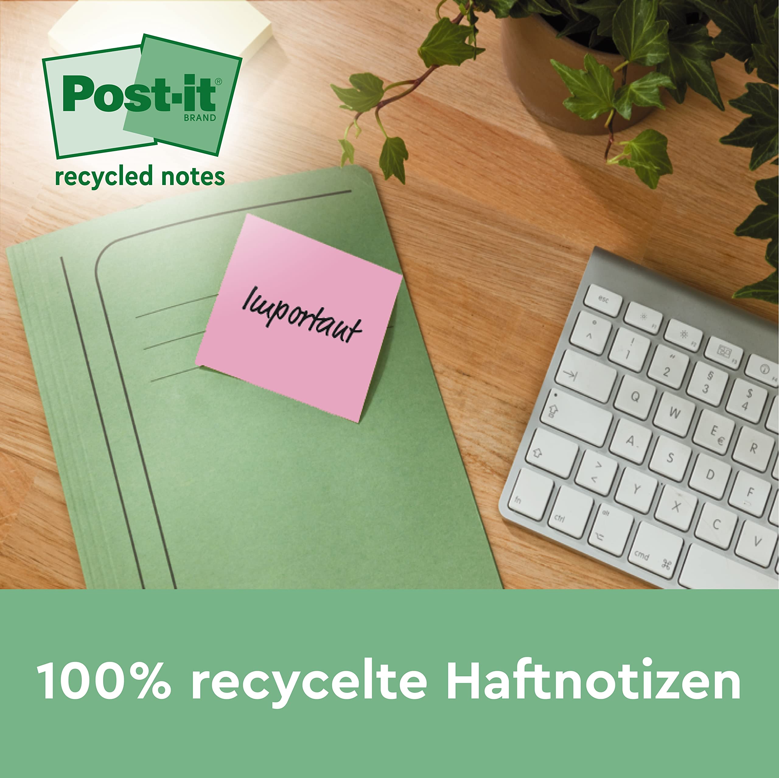 Post-it Recycling-Notes, 16 Blöcke (1600 Blatt), 127 mm x 76 mm