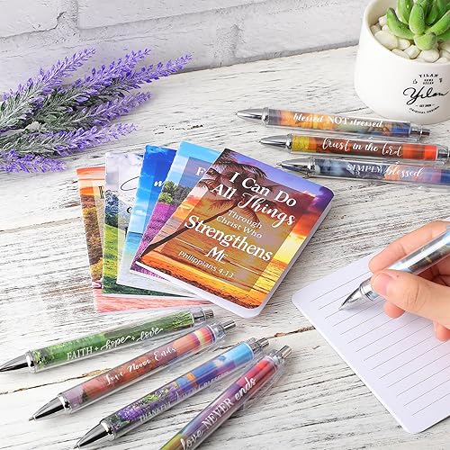 Miniatura 4 de Colarr 24 unidades, regalos cristianos a granel para mujeres y hombres, bolígrafos de versículo bíblico de Navidad, cuadernos, bolígrafos religiosos