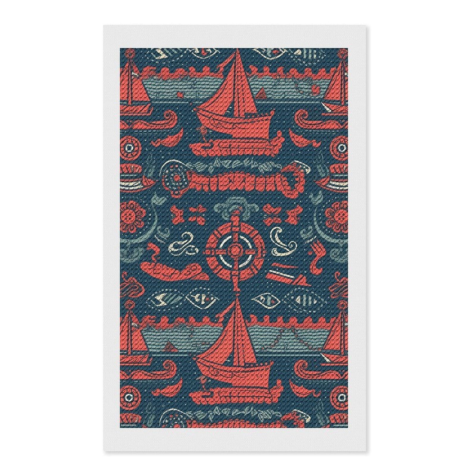 Sailboat Pattern Diamond Art Kits for Adults, DIY 5D Diamonds Painting Kits for Beginner, Round Full Drill Diamond Dots Painting, Diamonds Pictures Gem Art and Crafts Wall Decor 12"x20"