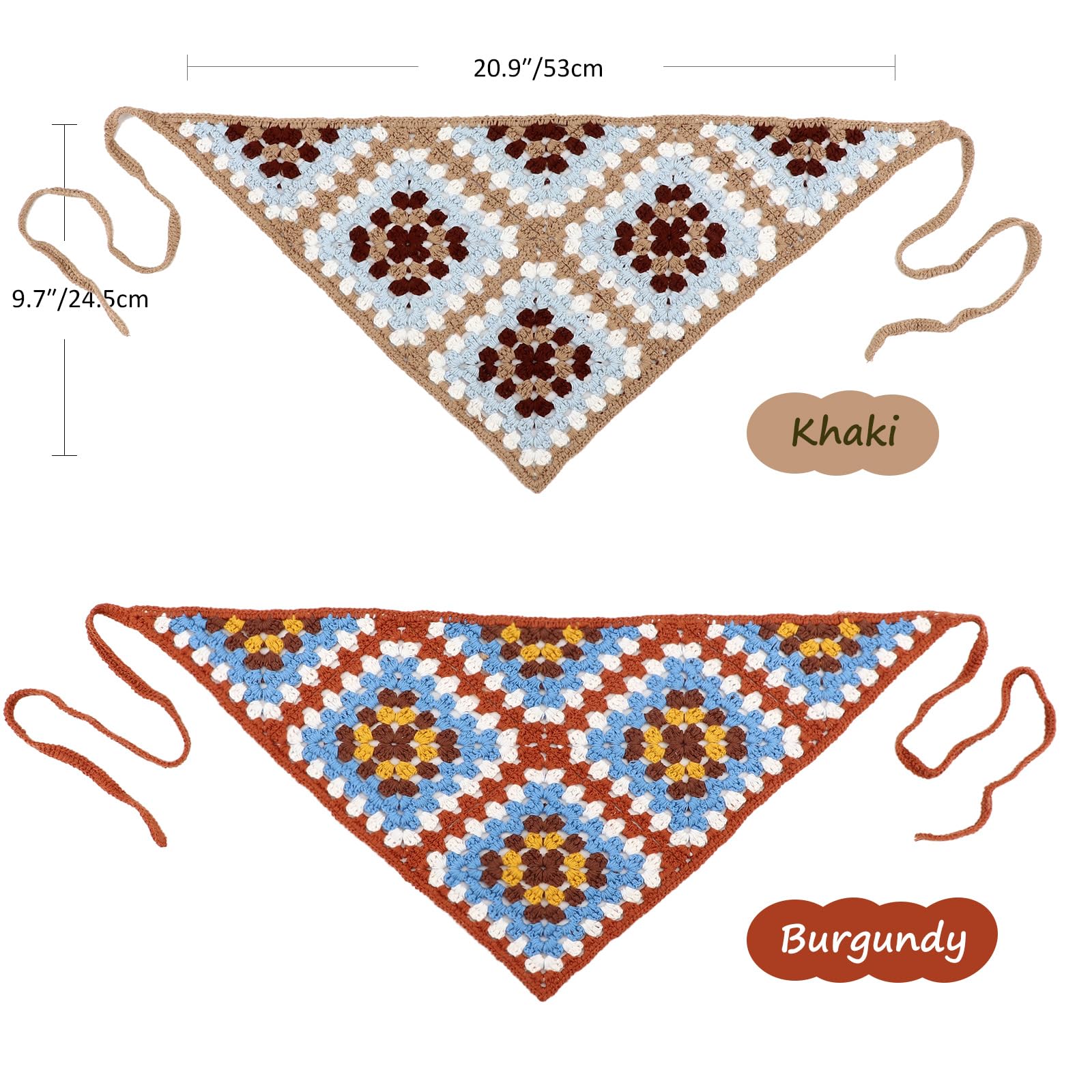 DRESHOW 2 Sztuki Szydełkowa Chustka Do Włosów w Stylu Vintage Wiązana Na Supełek Opaska na Głowę z Nadrukiem Truskawek Dzianinowa Chustka Na Głowę Dla Kobiet i Dziewcząt