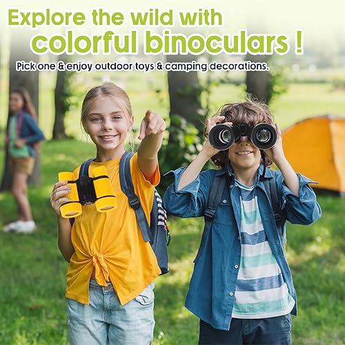 Miniatura 5 de Liliful Juego de 12 prismáticos y brújula para niños con lupa, binoculares de alta resolución a prueba de golpes, brújula colorida para Navidad,