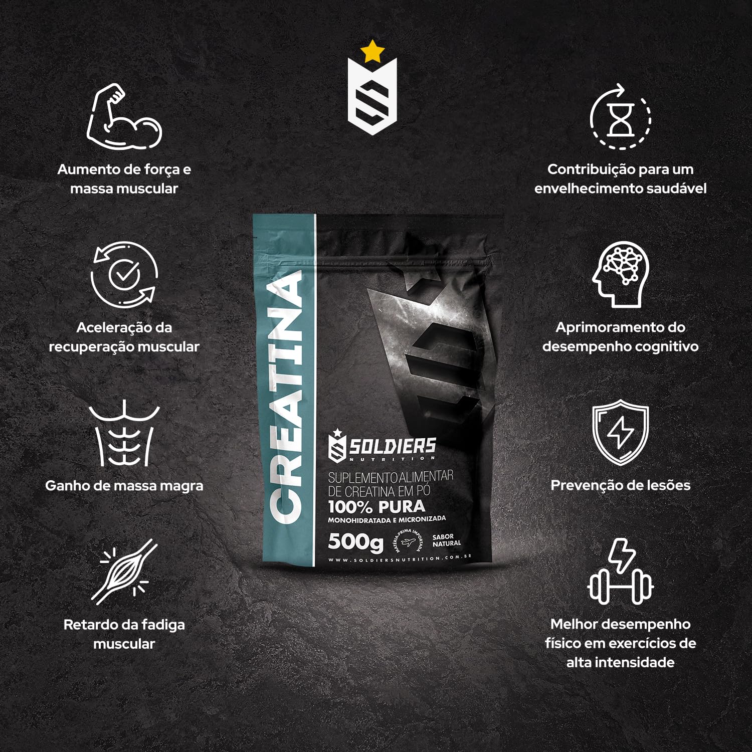 Soldiers Nutrition Creatina Monohidratada 500g em promoção! Veja a oferta e mais achadinhos de Vitaminas & Suplementos 6 Hoje é o melhor dia para comprar Soldiers Nutrition Creatina Monohidratada 500g com aquele preço maroto! Promoção! Aproveite a oferta! 6