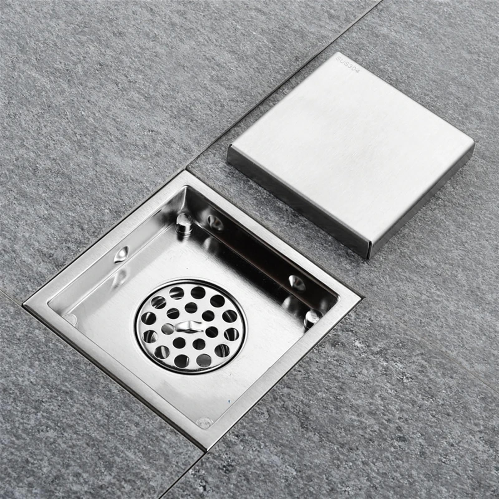 Bodenablauf für die Dusche Edelstahl Badezimmer Waschbecken Küche Balkon Quadratischen Fliesen Einsatz Boden Ablauf(Gold 02,15x15)