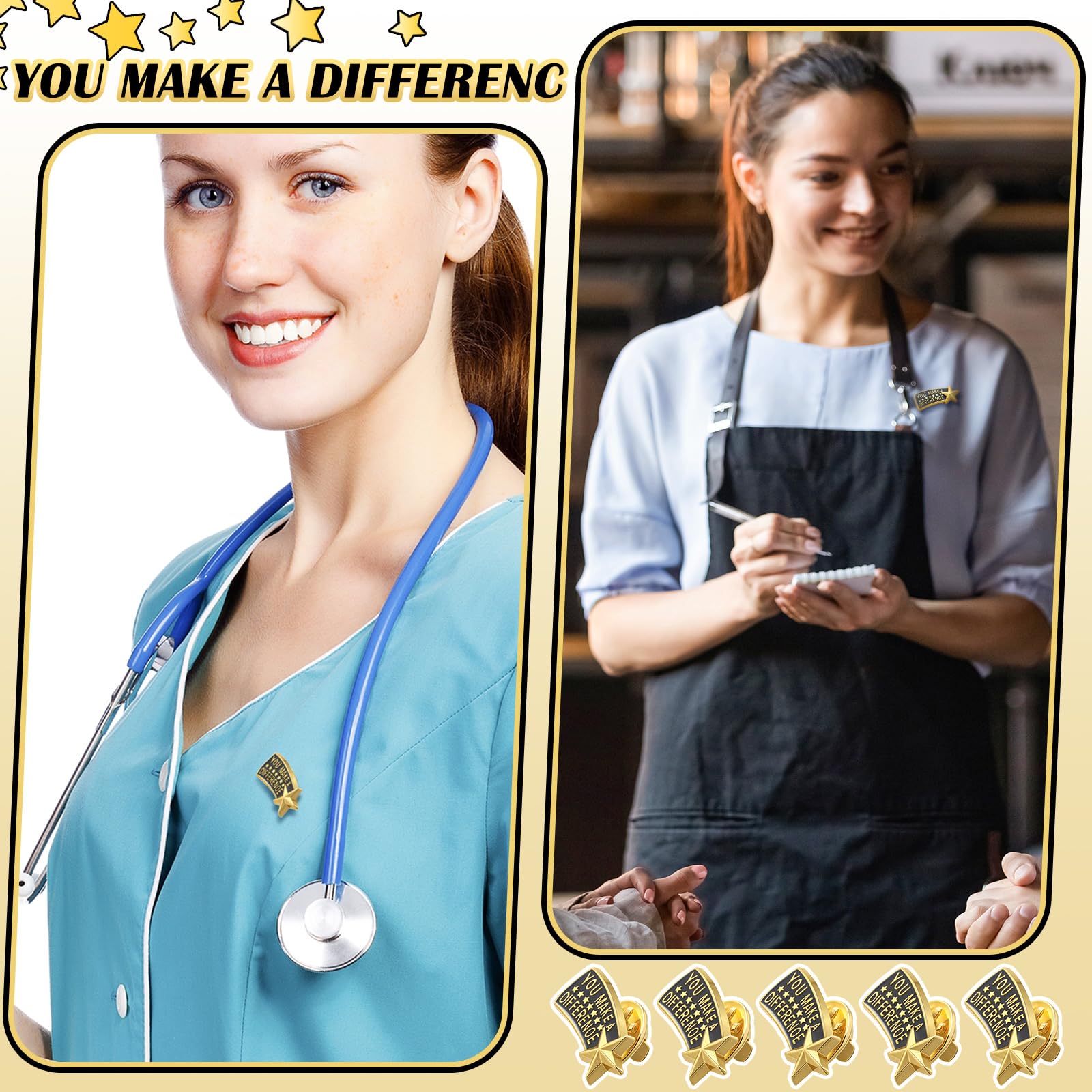 Suncalla Anstecknadeln für Mitarbeiter des Monats, mit englischer Aufschrift "You Make a Difference", Anstecknadeln, Anstecknadeln für Mitarbeiter des Monats, 60 Stück