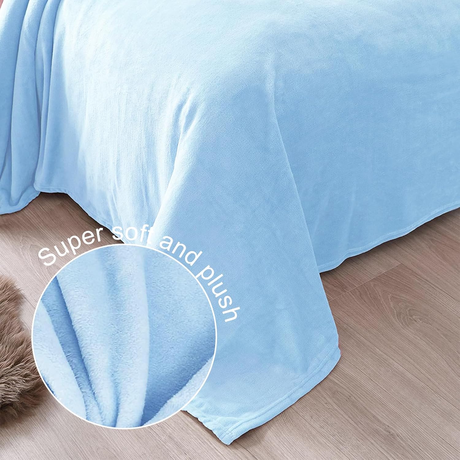 Exclusivo Mezcla Fleece Ice Blue Throw Blanket for Couch, Sofa, Super Soft and Warm Blankets, All Season, Cozy, Plush, Lightweight, 50x60 Inches - Image 5