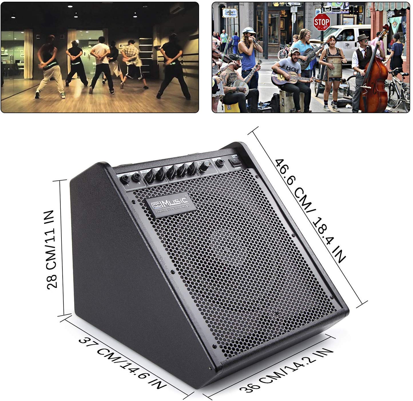 Coolmusic 100W Bluetooth amplificateur de Moniteur Personnel amplificateur de Batterie électrique Haut-Parleur, Clavier et Haut-Parleur de Guitare Acoustique