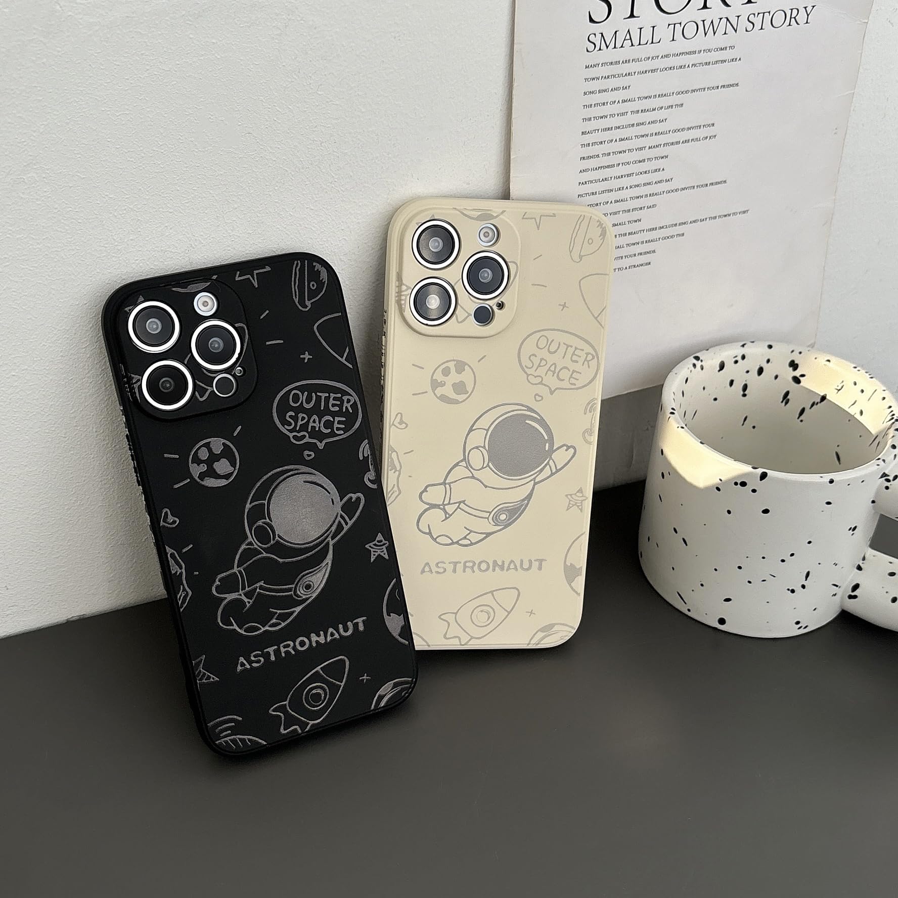 Yonds Queen for iPhone 15 Pro Max Cute Case, Cool Cartoon Astronaut Rocket Moon Space Design Stylish Soft TPU Bumper Shockproof Anti-Slip Protector Fashion Case (Fly Black, iPhone 15 Pro Max) — view 4