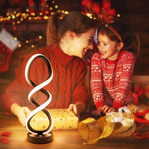 Miniatura 8 de Lámpara de mesa moderna, 7 colores y 10 modos de luz, diseño en espiral, lámpara de mesa de noche regulable táctil, lámpara de noche única para sala