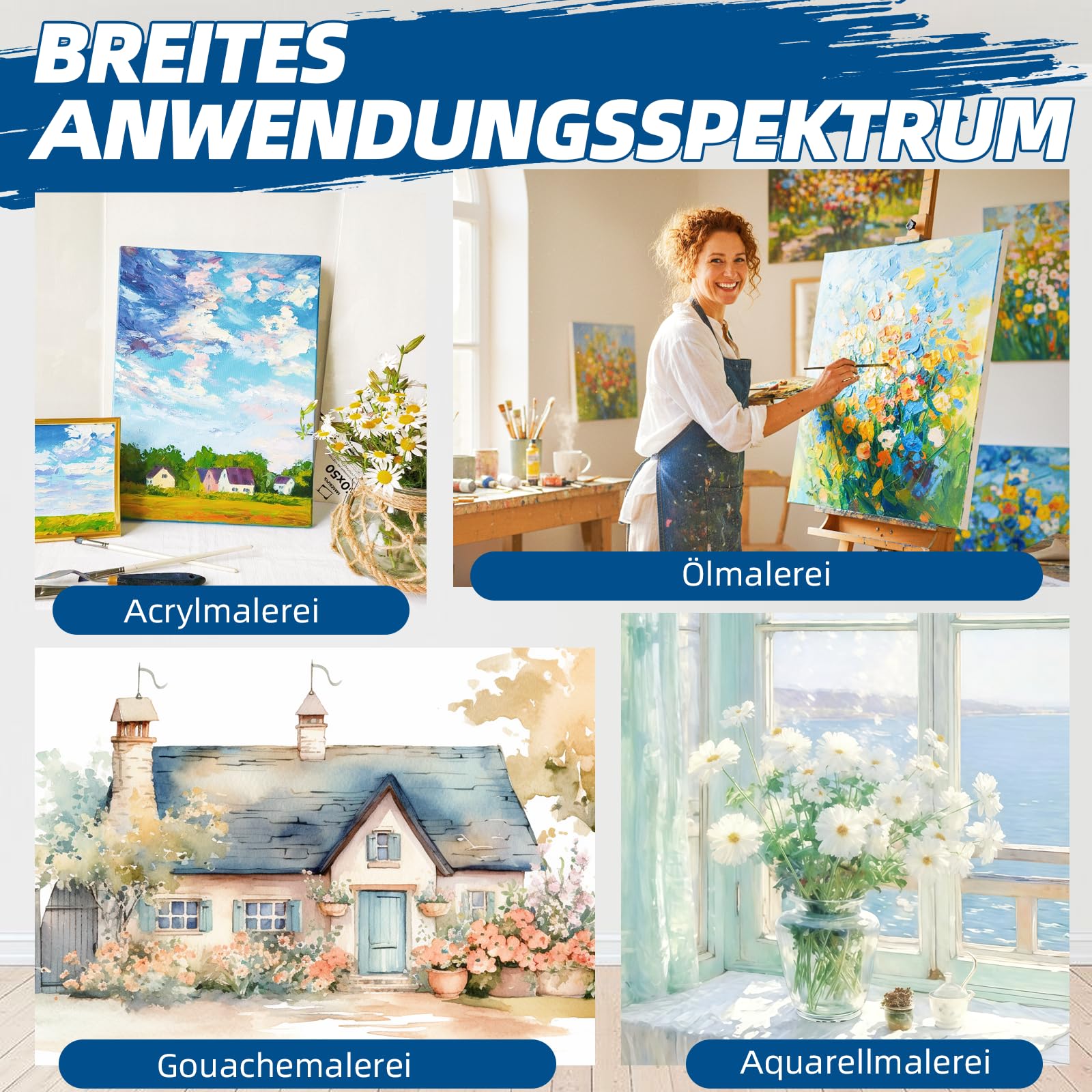 Leinwandrolle aus Reiner Baumwolle, 280 g/m², schwere Leinwand für hochauflösenden Farbdruck, geeignet für Acryl-, Öl- und Tintenstrahlmalerei. (76 cm * 10 m)