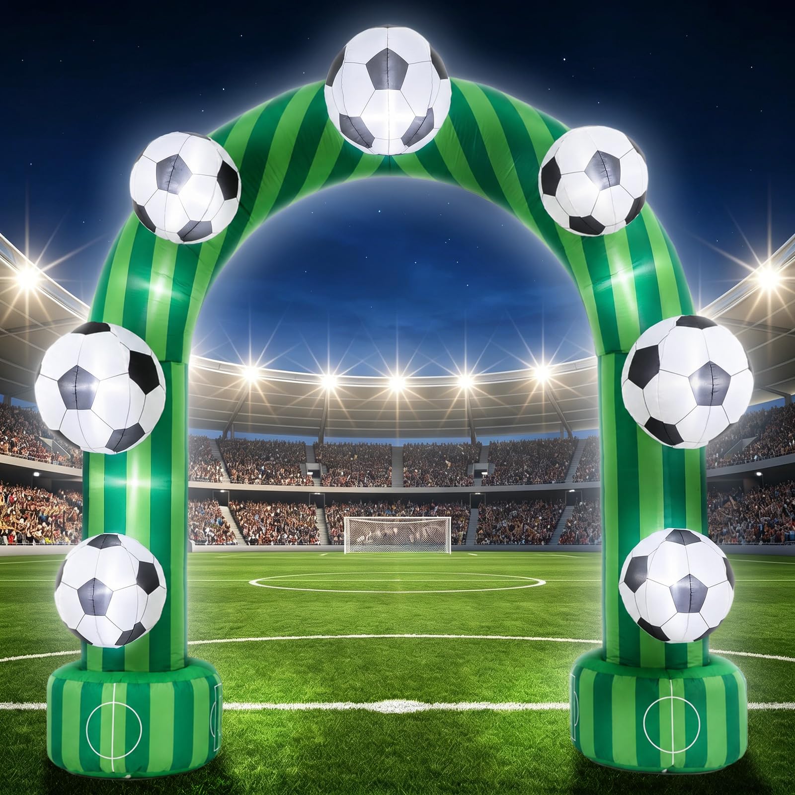 Photo 1 of Jenaai 8ft Giant Soccer Inflatable Arch, Blow up Soccer Goal Outdoor Yard Decorations with Built in LED Lights for Fans Field Club Senior Night Sports Tournament Photo Prop Birthday Party Decor