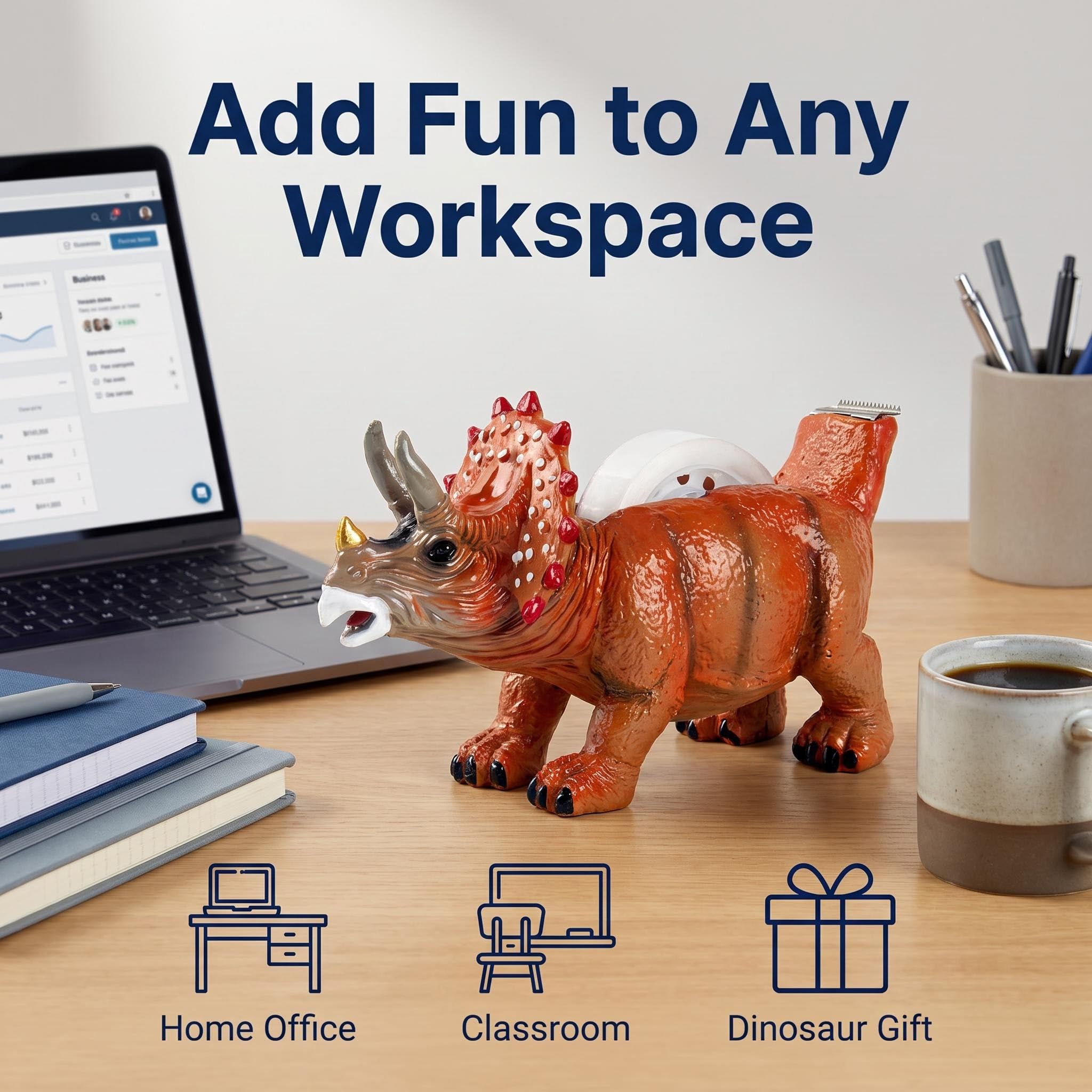 Dinosaurier-Schreibtisch-Klebebandabroller – niedlicher Schreibtisch-Klebebandhalter für Büro