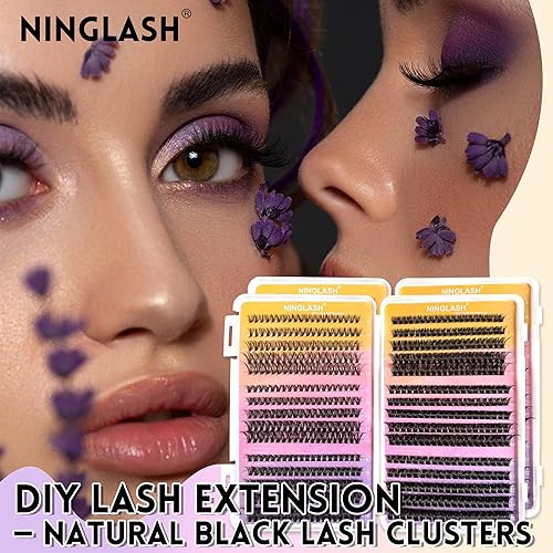 Miniatura 6 de NINGLASH Extensiones de pestañas en racimo de 30, 40, 50, 60, 80, 100D, volumen de 600 unidades, extensiones de pestañas individuales gruesas de