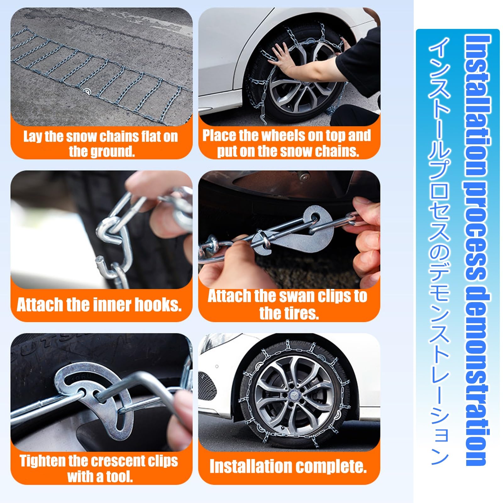 Catene da neve antiscivolo per pneumatici auto, resistenti, montaggio rapido, facili da installare, catene di trazione per camion leggeri, SUV, auto, pickup, set di 2