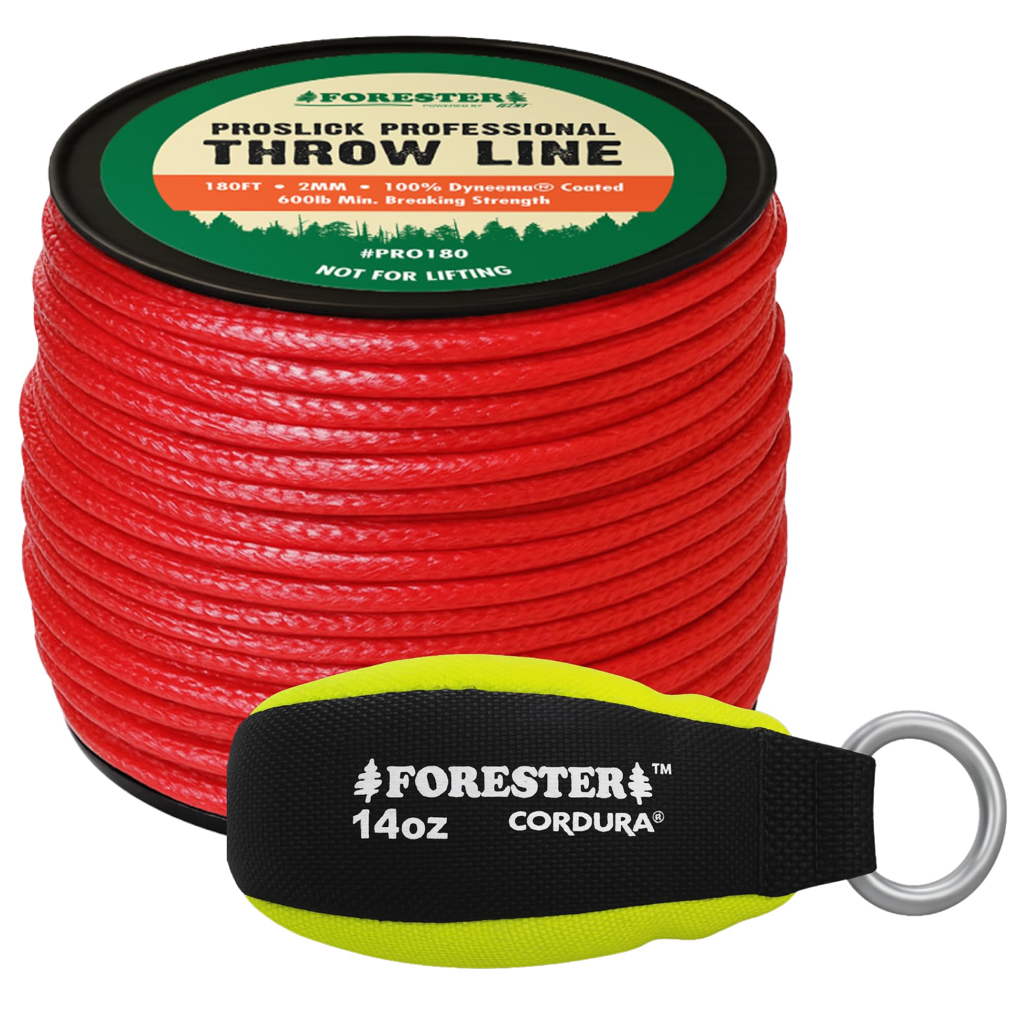 Arborist Throw Line Kit | 14oz Cordura Throw Weight & 180ft Dyneema Rope | High Strength 100% Dyneema Rope | Arborist Equipment for Tree Climbing
