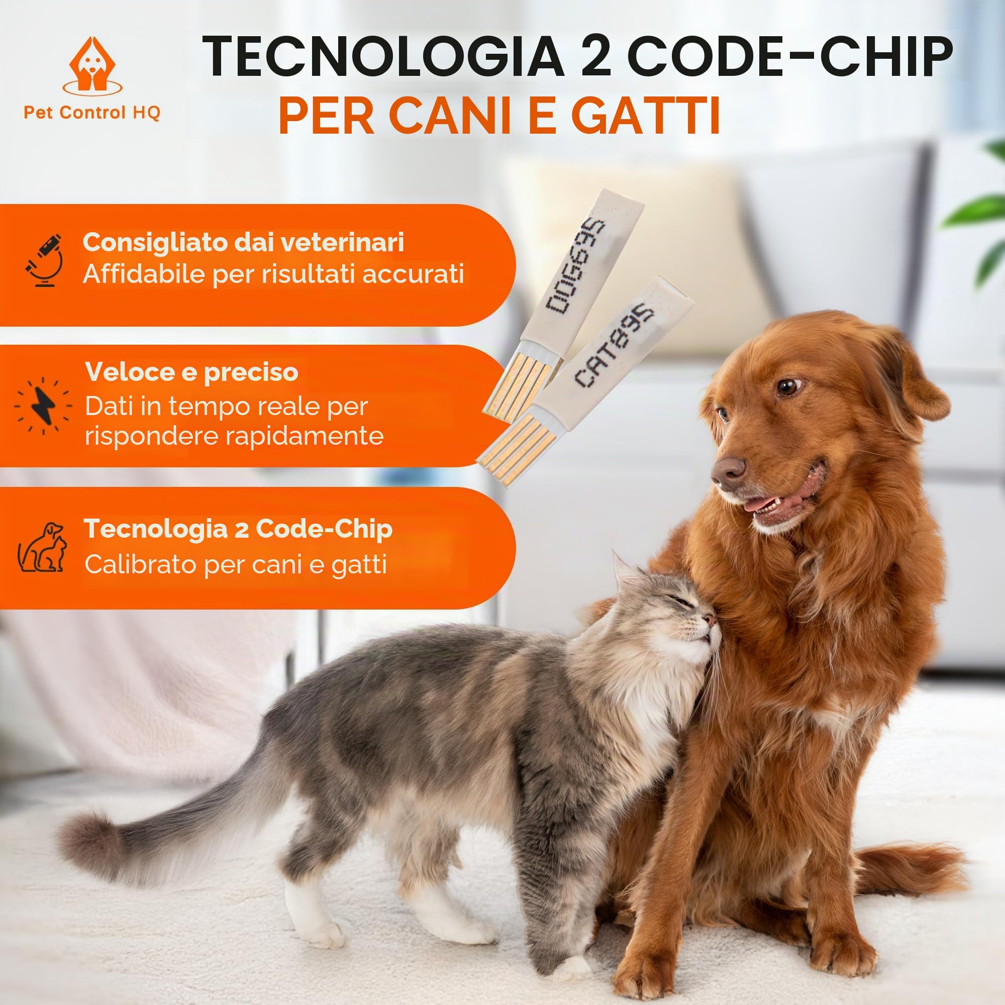 Pet Control HQ Strisce reattive per glicemia extra – calibrate per cani e gatti – test per diabete accurati in laboratorio con 2 chip di codice calibrati, 50 strisce reattive diabetiche, lancette
