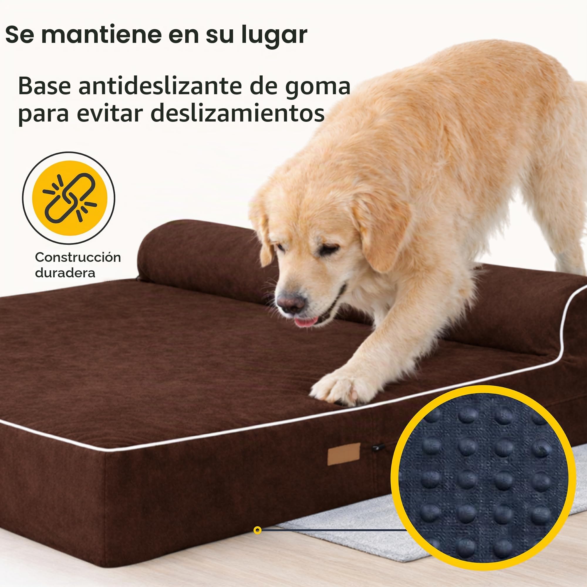KOPEKS Cama ortopédica de Espuma viscoelástica con Almohada para Perros, Incluye Protector Interior Impermeable y Funda extraíble