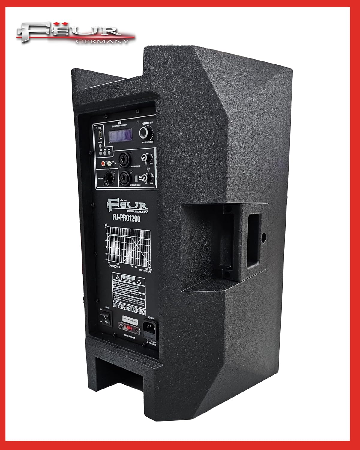 FEUR 12" Two-Way Active Loudspeaker 1400 Watts Max with (DSP) Monitor, USB Port, Bluetooth, RCA Inputs, Speakon Inputs, and XLR Output FU-PRO1290