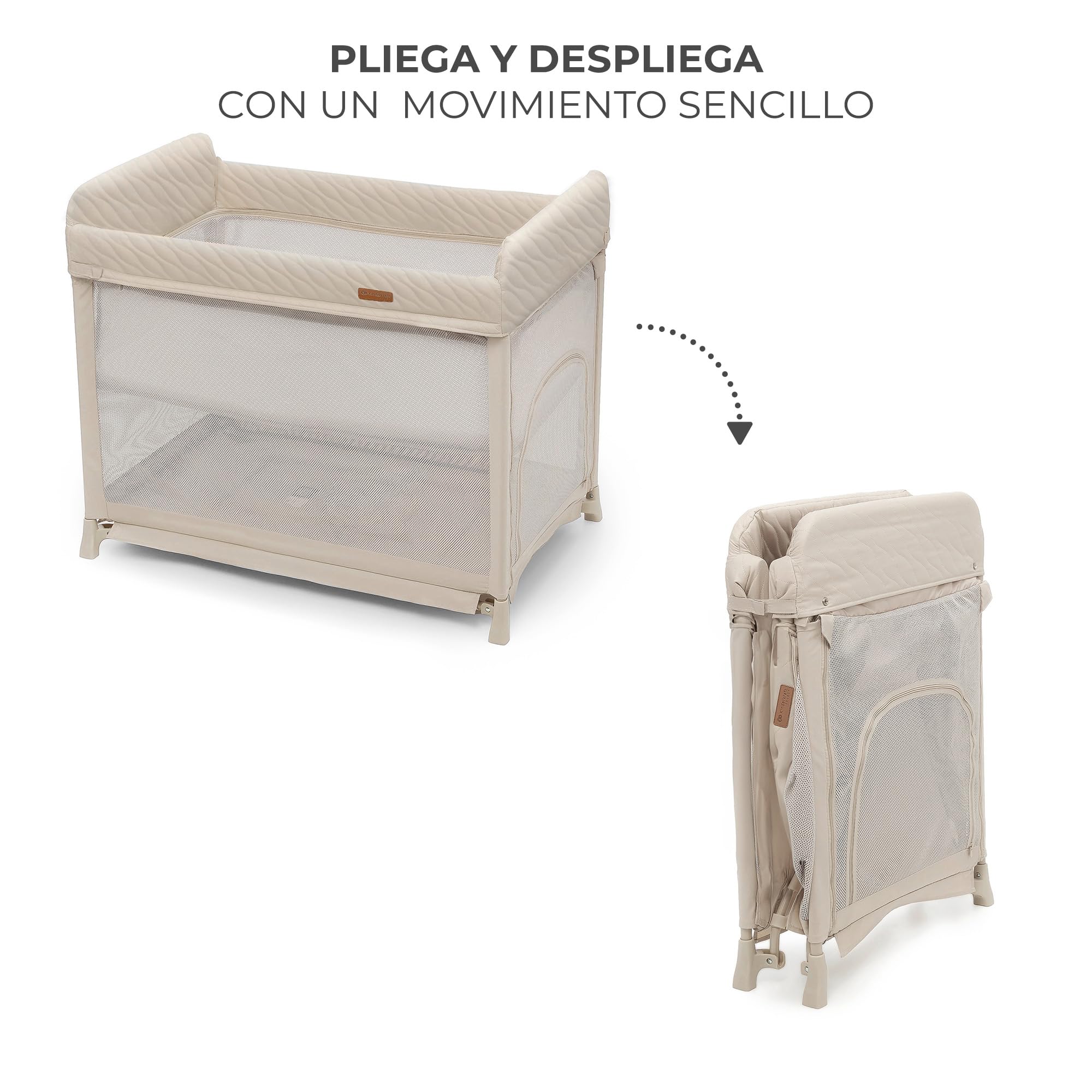 Kinderkraft Moon Dream, Cuna de Viaje Desde el Nacimiento hasta los 3 años, Cuna de Dos Niveles, se pliega fácilmente con una Sola Mano, Incluye colchón y Bolsa de Transporte, fácil de Limpiar, Beige
