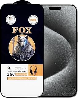 واقي شاشة مصنوع من الزجاج المقوى بدرجة صلابة 9H وإطار أسود لموبايل آبل آيفون (15 بلس/ 15 برو ماكس)