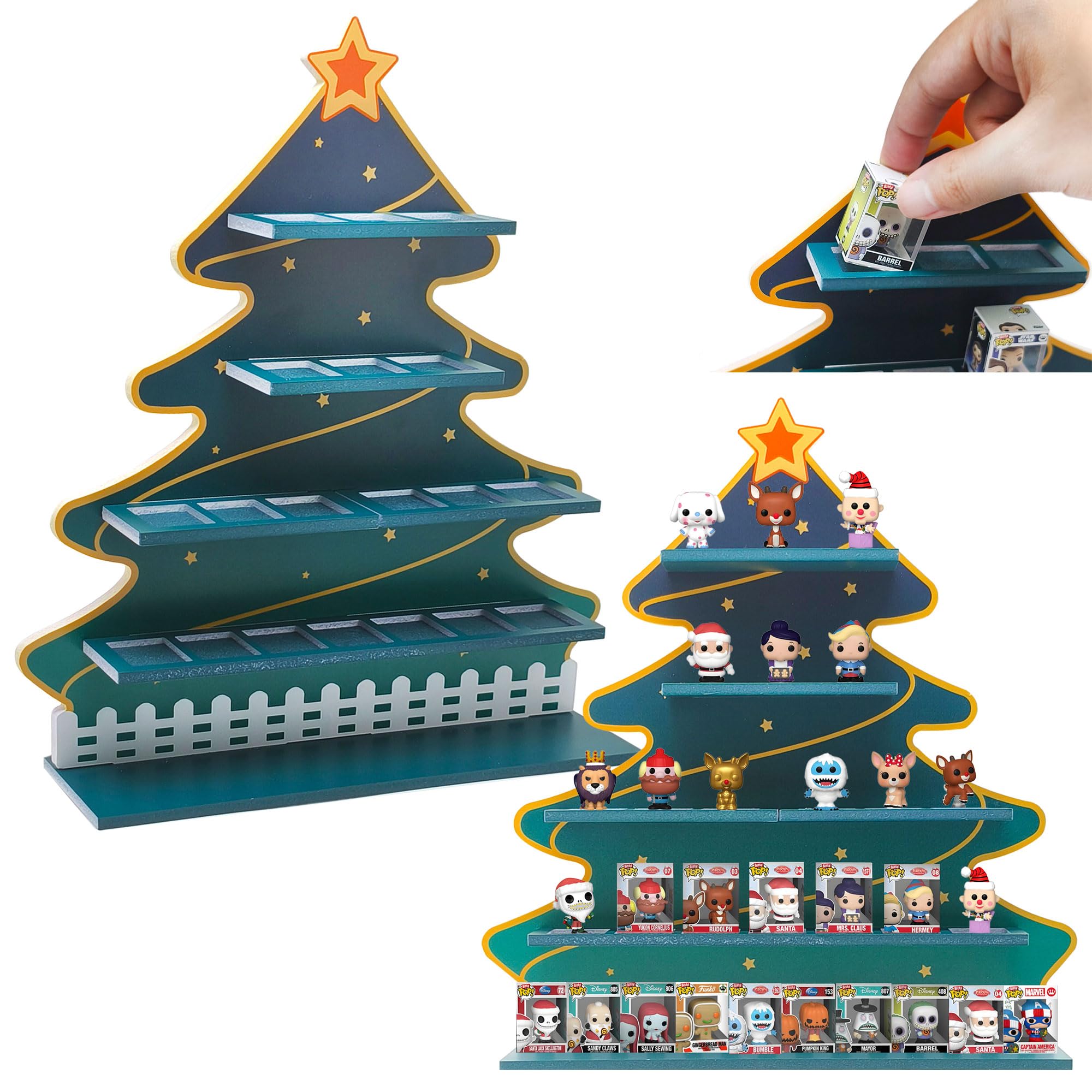 AUFGELD Display Compatible with Funko Bitty Countdown Calendar, Organizing Shelf for Bitty Pops Christmas Bitty Stand