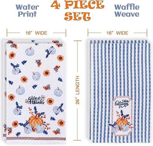 Miniatura 3 de VOOVA & MOVAS Toallas de mano para cocina, 16 x 26 pulgadas, paquete de 4 con tarjetas de regalo, algodón de primera calidad, toallas de cocina