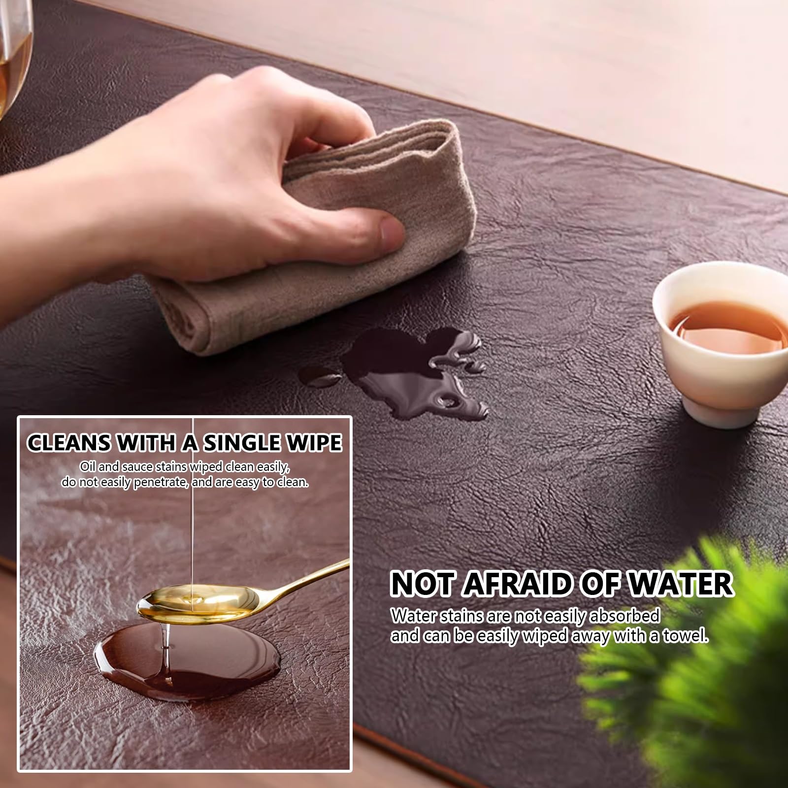 Camino de mesa de cuero de granja para comedor, festivales y reuniones, decoración moderna de mesa para todas las estaciones y celebraciones, ideal para uso doméstico y de oficina