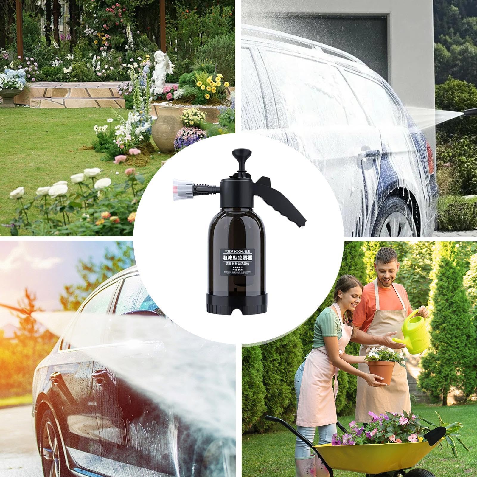 Pompe manuelle avec pulvérisateur à pression, pulvérisateur à pression avec pompe, lave-linge à pression avec à mousse, bouteille à pression avec pulvérisateur de 2 litres, pulvérisateur avec
